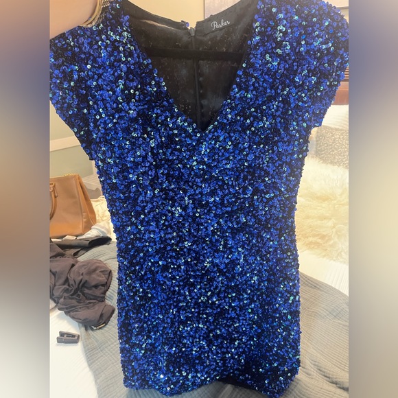 Blue Sequin Parker Dress - Picture 2 of 4